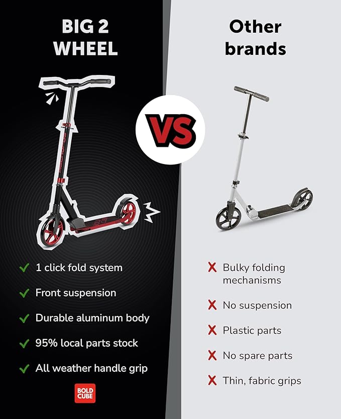 Big 2 Wheeler | Scooter for Kids & Teens Ages 7+ Years | Play & Commute | Front Suspension Fit with 200MM Wheels | Height Adjustable 86 to 111 cm