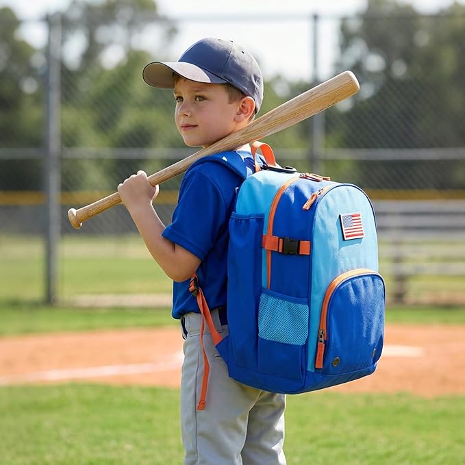 Choco Mocha Kids Baseball Bag, Large Youth Baseball Backpack Softball Bag for Girls T-Ball with Bat Holder