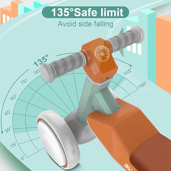 Baby Balance Bike for 1 Year Old Boys and Girls – Toddler First Bike with Colorful Lighting, 4 Wheels Safe Indoor Ride On Toy for 12-24 Months, First Birthday Gift