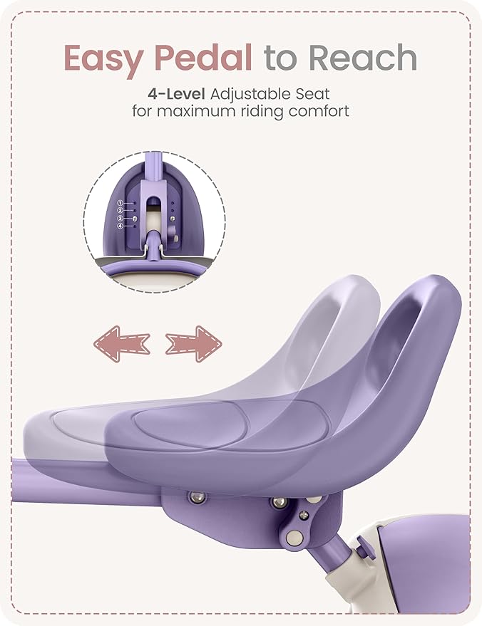 besrey Kids Tricycles Age 18 Month to 5 Years, Toddler Tricycle Kids Trikes Tricycle, Gift Toddler Tricycles for 2-5 Year Olds, Gift & Toys for Boy & Girl, Trikes for Toddlers, Dark Purple