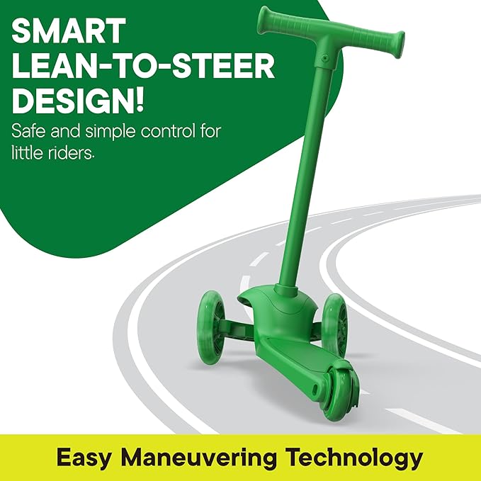 3 Wheel Scooter for Kids, Smooth Light Up LED Front Wheels, Wide Anti Slip Deck, Rear Foot Brake, Easy Lean to Steer Maneuvering, Indoor & Outdoor Ride On Toys for Ages 2 Up