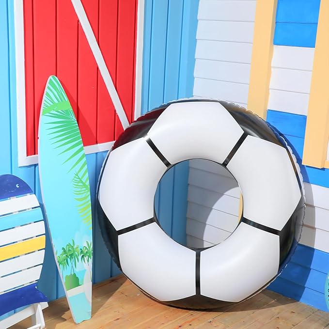 ShinyRelief 2 Pcs Footabll Baseball Soccer Basketball Sport Inflatable Pool Ring Floats Ring Adult Size Inflatable Floats Swimming Pool Tubes Beach Sports Party Lake Use Summer