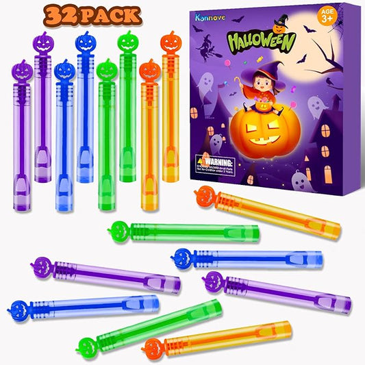 Halloween Treats Non Candy for Kids 32 Pack,Mini Bubble Wands for Toddlers, Halloween Party Favors Supplies Boo Basket Goodie Bag Stuffer Fillers,Small Classroom Toys Gifts Prizes Stuff for Boys Girls