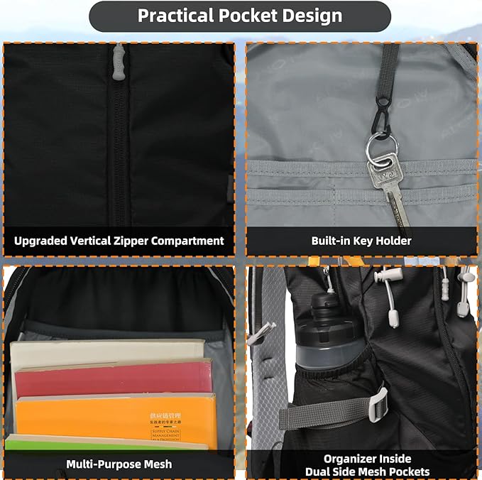 22L Hiking Backpack Lightweight Durable Waterproof Internal Frame Multi-Purpose Daypack for Men & Women, Camping, Hiking, Travel, and Cycling