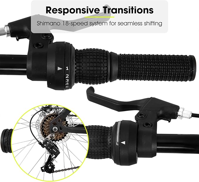 HILAND Mens and Womens Mountain Bike, 26 Inch 18 Speed Mountain Bicycle with Dual Disc Brake, Front Suspension Fork, High Carbon Steel Frame Urban Commuter Bike for Adults