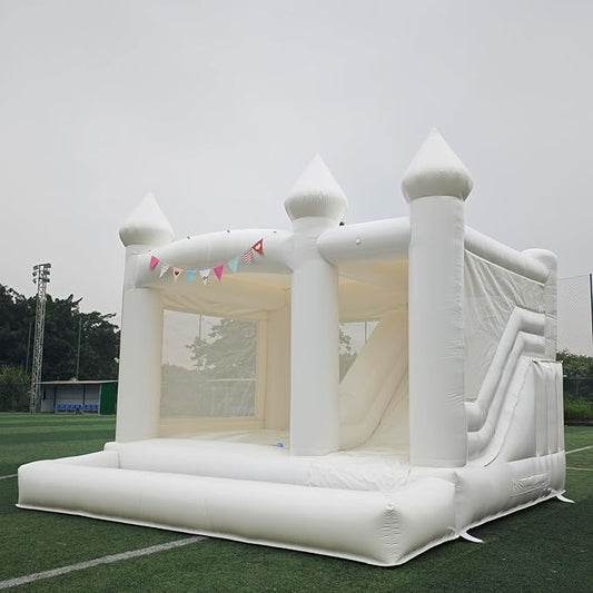 13FTx13FT 100% PVC White Inflatable Bounce House Wedding, Birthday Bounce House A Large Castle Themed Kids Trampoline and an Inflatable Bounce Party(Including Blower)
