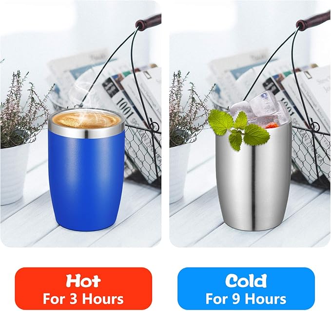 VEGOND Stainless Steel 12 oz Tumblers bulk Vacuum Insulated Double Wall Travel Tumbler with Lid and Straw Reusable Tumbler,Stainless 12 pack