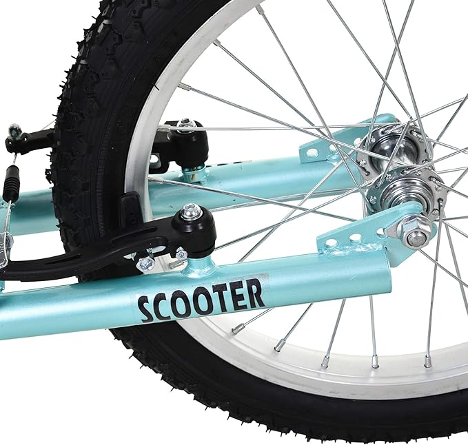 Aosom Youth Scooter Kick Scooter for Kids 5+, Max Load 220 LBS., with Adjustable Handlebar, 16" Inflatable Wheels, Dual Brakes