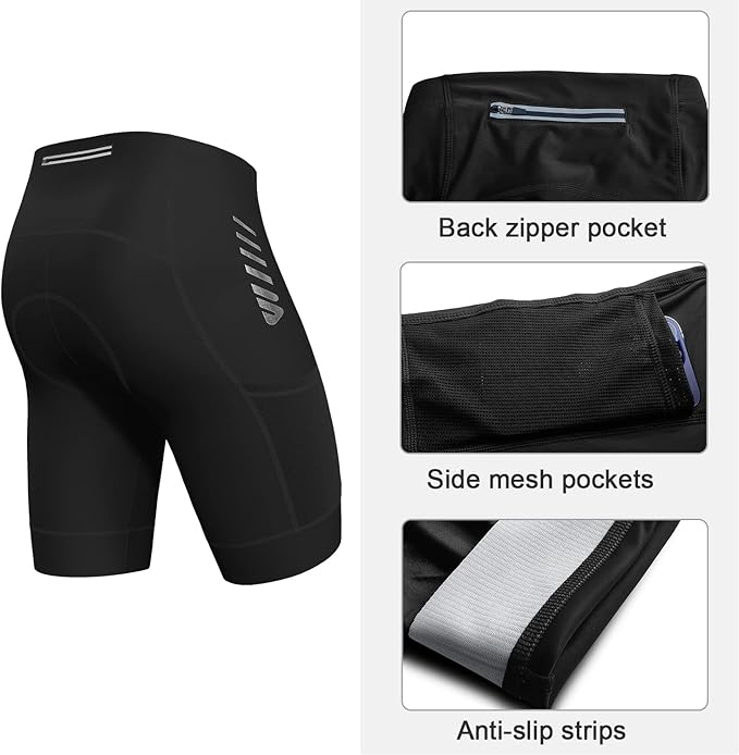 Wulibike Cycling Shorts Men Padded:Tights Highly Elastic Breathable Quick-Drying Road Bike Bicycle Shorts for Men Pockets