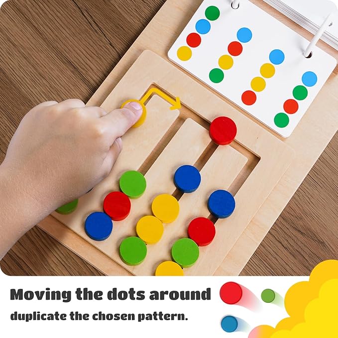 LiKee Slide Puzzle Color Sorting Matching Toys, Airplane Car Travel Busy Board for Toddler No-Lose-Parts and Portable, Montessori Wooden Educational Toys Board Games for Kids Boys Girls 3+ Years Old