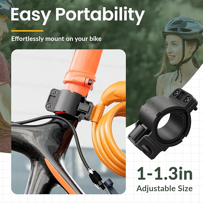 Titanker Bike Lock, Bicycle Lock 4 Feet Cable Lock 1/2 Inch Resettable Bike Lock Combination with Mounting Bracket, Bike Accessories for Bicycle, Electric Scooter, Motorcycle