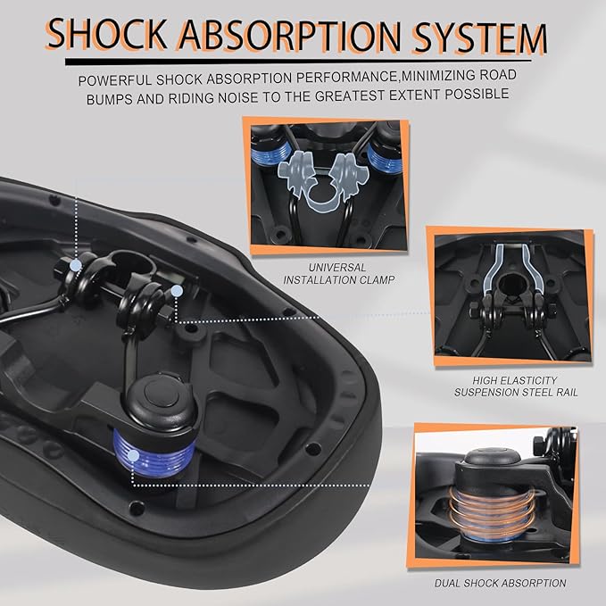 BUCKLOS New Noseless Bike Seat for Comfort Men&Women Extra Wide Bicycle Seat Cushion Oversized Comfortabele Foam Padded Bike Saddle for Peloton Exercise Bike Ebike Cruiser Bikes