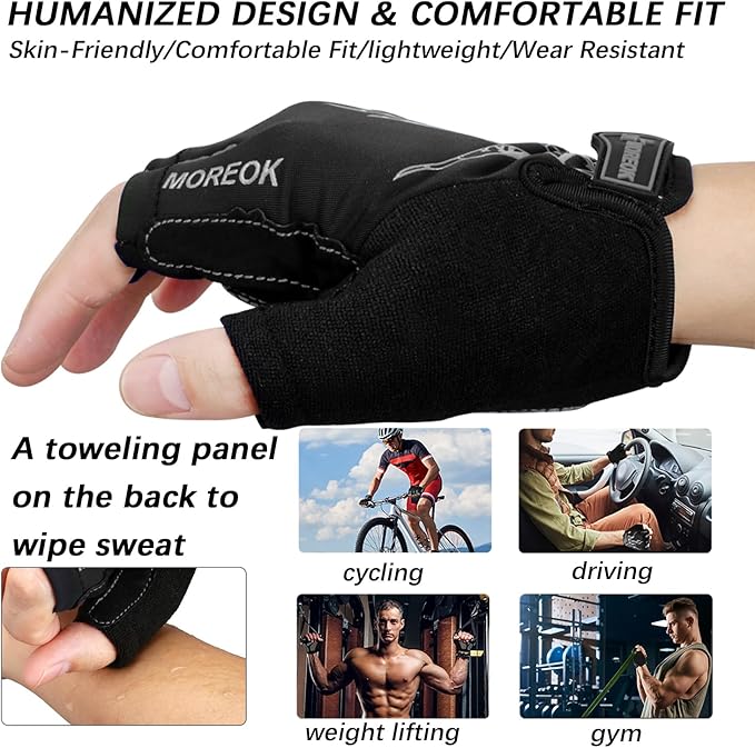 MOREOK Cycling Gloves Bike Gloves for Men/Women-[5MM Gel Pad] Half Finger Bicycle Biking Gloves for Cycling/Weight Lifting/Gym/Motorcycle/Rowing/Outdoor Sports