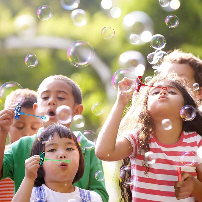 AMFZON 24Pcs Race Car Party Favors Bubble Wands for Kids, Racecar Wheels Mini Bubbles Wand Toys, Two Fast Birthday Party Supplies Goodie Gift Bag Stuffers Pinata Classroom Prizes