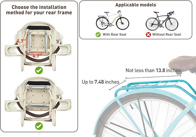 Kid's Bike seat Rear Child Carrier Bike Chair for Bicycle Kids seat for Children 2~4 Years,Weight 55 lbs