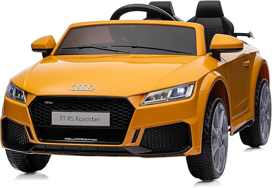 Licensed Audi Electric Kids Car, 12V Kids Ride-on Toy Car for Toddlers w/Remote - Yellow