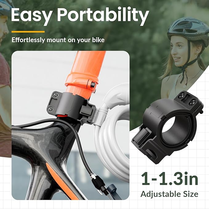 Titanker Bike Lock, Bicycle Lock 4 Feet Cable Lock 1/2 Inch Resettable Bike Lock Combination with Mounting Bracket, Bike Accessories for Bicycle, Electric Scooter, Motorcycle