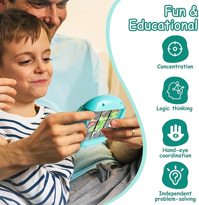 Rotating Puzzle for Kids 3 4 5 6 7 8 Year Old, 4 Puzzles in 1, Toddlers Travel, Car, Airplane, Road Trip Activities, Fine Motor Skills, Fidget, Gift for Boys & Girls Ages 3+(SPV)