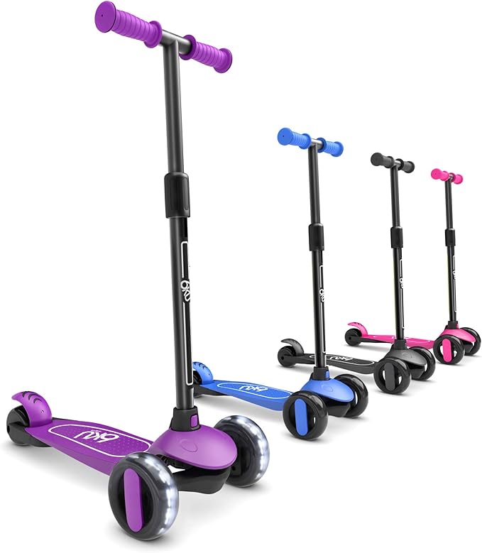6KU Scooter for Kids Ages 3-10 with Flash Wheels, Kids Scooter 4 Adjustable Height, Toddler Scooter Extra-Wide PU LED Wheels, 3 Wheel Scooter for Kids for Girls & Boys Learn to Steer…