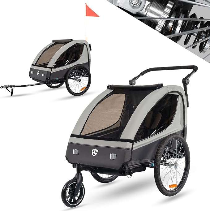 TIGGO VS Suspension Bike Trailer & Stroller 2 in 1 Double Seat for Toddlers, Kids, Child Bicycle Carrier Jogger