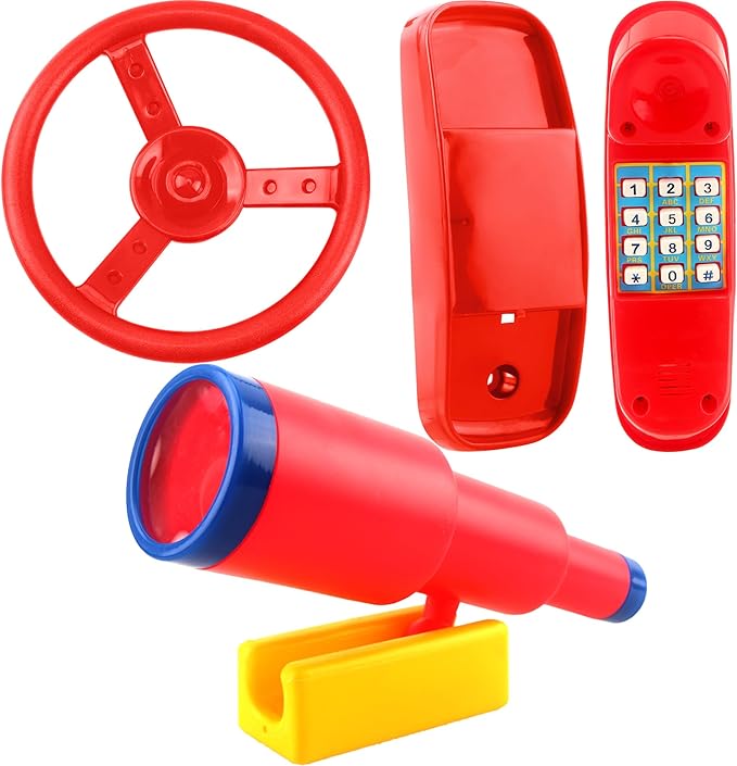 Playground Accessories Swingset Steering Wheel Plastic Telescope Telephone Swingset Phone Toy for Kids Outdoor Playground Backyard Treehouse