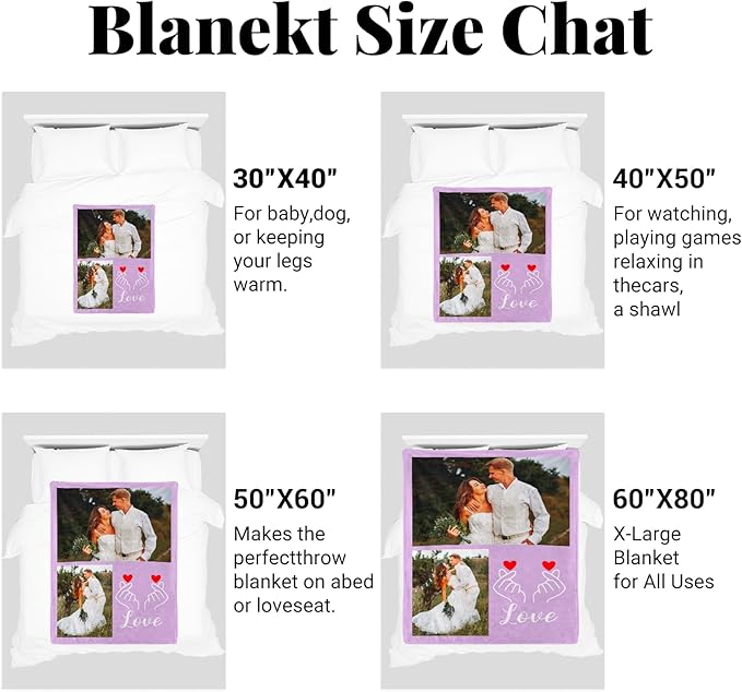 Custom Blanket with Photos, Personalized Blankets with Picture, I Love You Girlfriend Boyfriend Couples Gifts, for Birthday Christmas Women Men Adult Kids Mom Dad Wife Husband