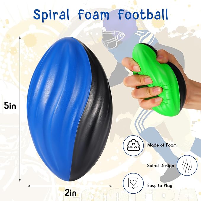 Woanger 40 Pcs Mini Foam Football Two Tone Spiral Squeeze Balls Bulk 5 Inch Soft Small Waterproof Sports Football for Kids Colorful Ball Toys for Indoor Outdoor Game Birthday Party Favor(Multicolor)