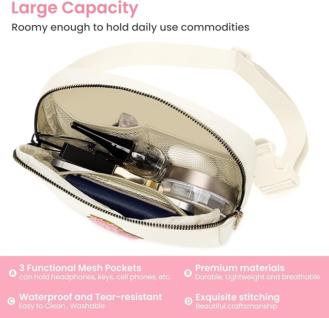 Prize for Girls 8-12, Dance Recital Gifts for Girls Kids, Belt Bag Dance Bag for Girls Teen,Crossbody Bags for Girls Women,Small Travel Waist Packs Kids Fanny Pack Birthday Gifts (Beige, R)