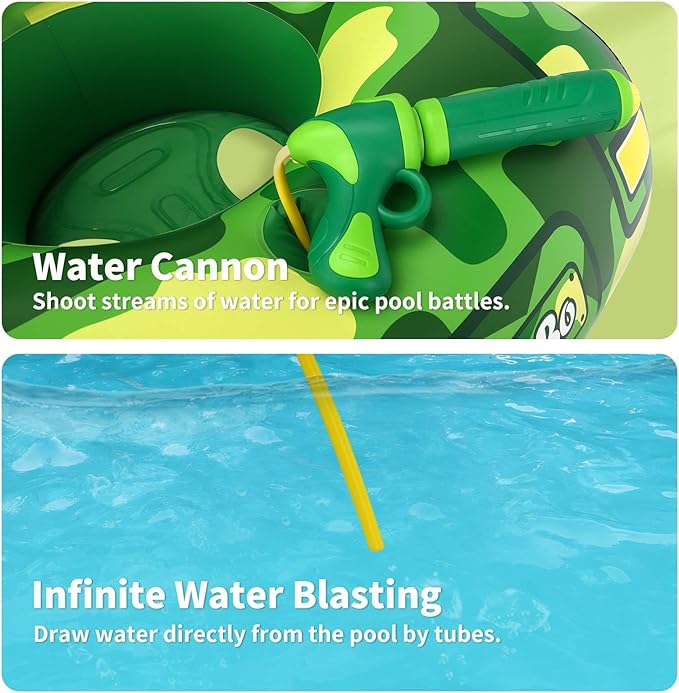 Swimbobo Toddler Pool Float with Seat Boat Inflatable Ride-on Airplane Pirates Sharks Car for Kids Outdoor Toys