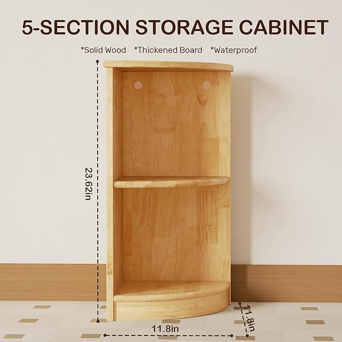 wingyz Rubber Wood Corner Cabinet, 2-Tier Montessori Shelf, 2 Shelf Bookcase Toy Storage Organizer, Montessori Bookshelf for Kids Rooms, Classroom, Playroom, Nursery, Daycare, Child-Safe