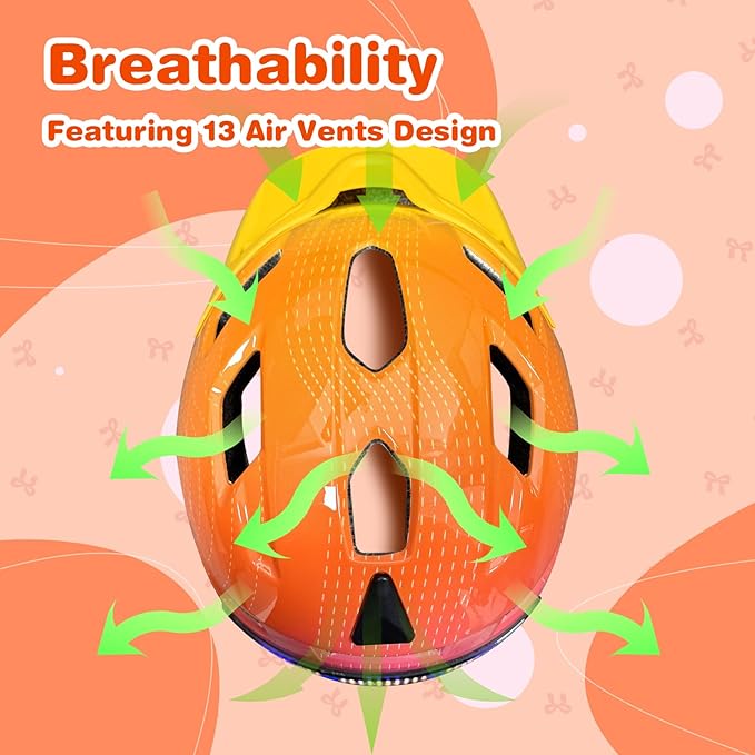 Kids Bike Helmet with LED Lights, Remote Control Turn Signals Safety Helmet Back Light for Youth Mountain Cycling Scooter Skateboarding, Adjustable and Lightweight for Boys Girls