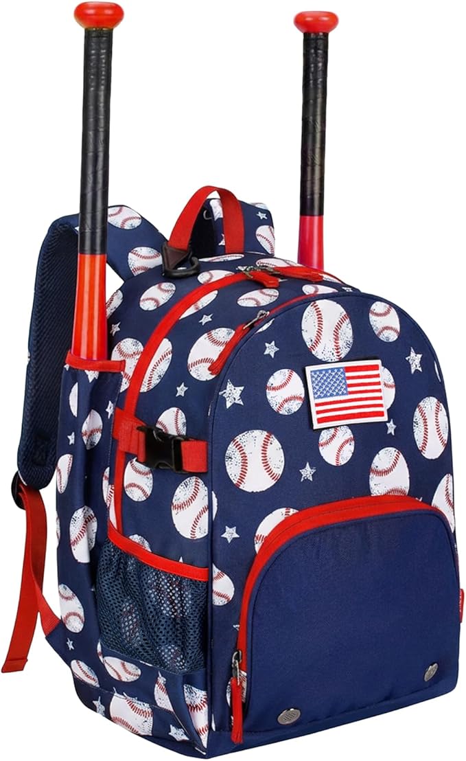 Choco Mocha Kids Baseball Bag, Large Youth Baseball Backpack Softball Bag for Girls T-Ball with Bat Holder