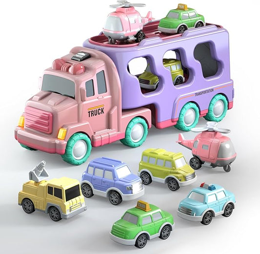 7 in 1 Car Truck Toys for Toddlers, Truck Toys with Light Sound, Birthday Gifts for 3-5 Year Olds