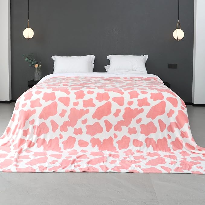 Fleece Queen Size Blanket Pink Soft Lightweight Bed Blanket Large Fuzzy Flannel Decorative for Bedroom All Season Use 90x90 Inches