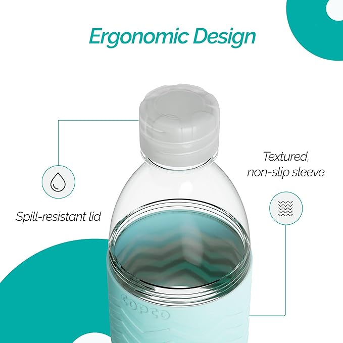 Copco Hydra 16.9 oz Water Bottle with Leak-Proof Lid - Tritan Reusable with Textured Grip Sleeve - BPA-Free, Shatter-Resistant, Dishwasher Safe for Travel, Gym, Work, Outdoor Adventures (Robin Blue)