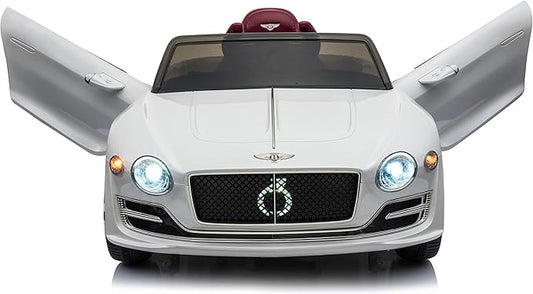 Licensed Bentley EXP12 Kids Ride on Toy Car, 12V Battery Powered Children Electric 4 Wheels w/Parent Remote Control, Foot Pedal, 2 Speeds, Music, Aux, LED Headlights (White)