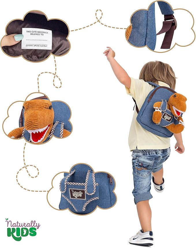 Mini Backpack for Kids w Dinosaur Toy, Mini Backpack for Toddler Boys, Gift for 2 3 4 5 Year Old Girl Boy