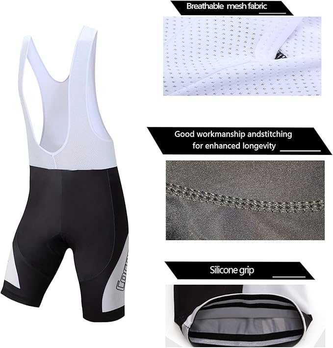 Coconut Ropamo CR Men's Cycling Jersey Set Road Bike Jersey Zipper Pocket Bib Shorts with 4D Padded Cycling Clothing Set