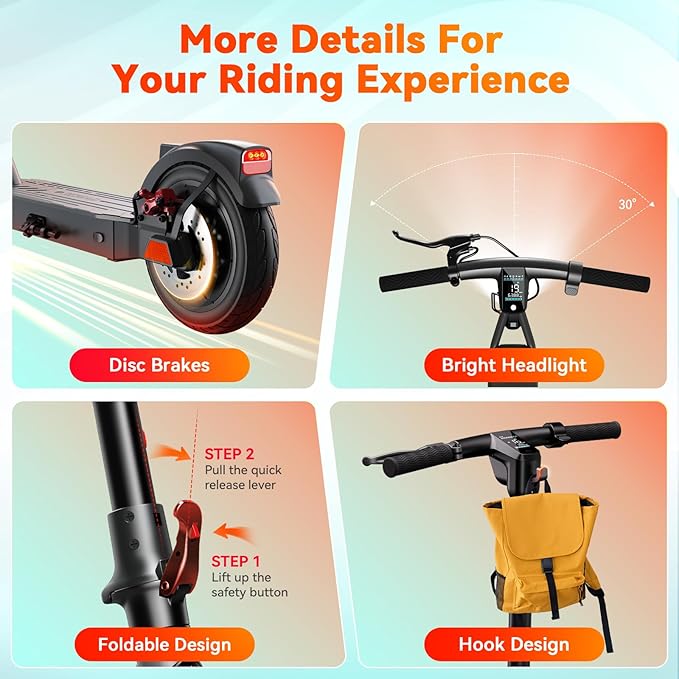 TST Electric Scooter for Adult, Up to 19 MPH and 20 Miles Long Range E Scooter, 8.5"/10" Solid and Pneumatic Tire, Portable Folding EScooter with Dual Brakes, Commuting Escooter App Control