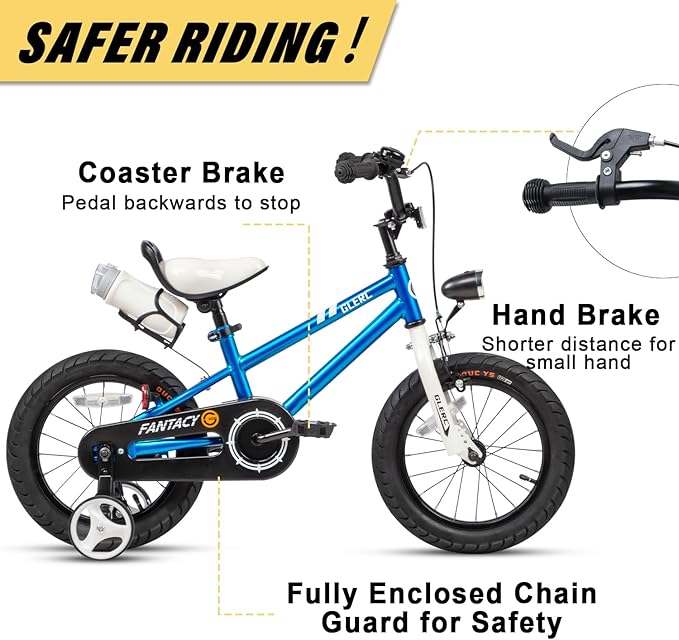 Glerc Fantacy Kids Bike, 12-20 Inch Children Bicycle for 2-13 Years Old Boys Girls, Kids Bicycle with Water Bottle Holder & Headlight & Training Wheels, Multiple Colors