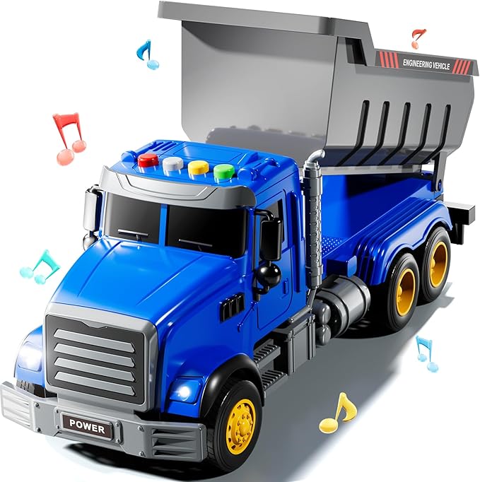 Toddler Trucks Toys for Boys 3-5 Years Old, Dump Truck with Lights and Sound, Kids Construction Playset, Garbage Car Toys Vehicle Playset for Kids Aged 3 4 5 6 7 8