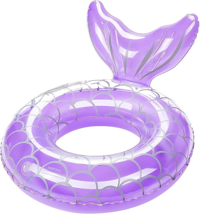 HeySplash Pool Floats Kids, Inflatable Swimming Ring Mermaid Tail Shaped Swim Tube Floaties, Summer Water Fun Beach Party Swimming Pool Toys for Kids Children Water Activities, Purple