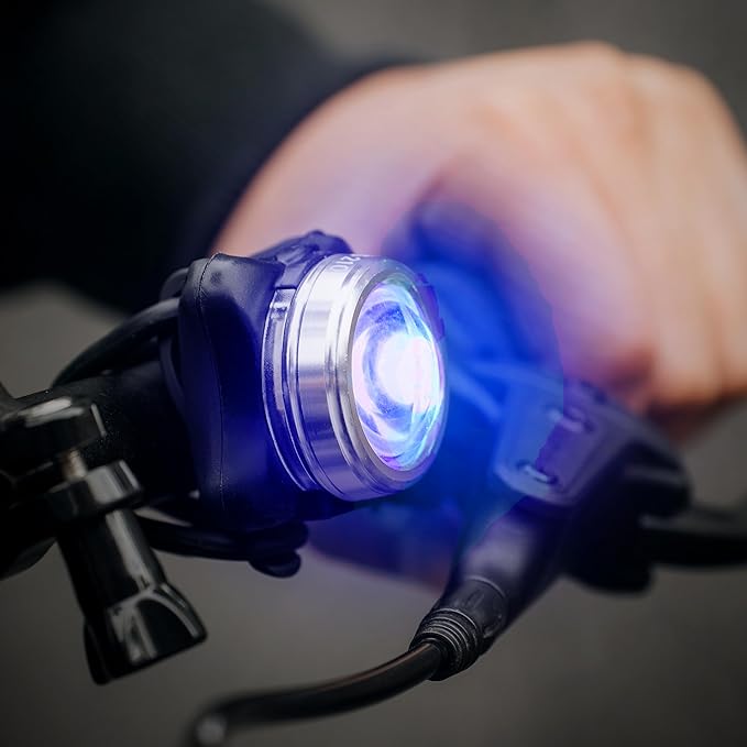 OPTIKS-Blue Rear Bike Light: 220 Lumens - USB Rechargeable -10hr Max - Water Resistant - 5 Modes - Blue LED - or Red SOS - Back Lights for Bicycles Seat Post