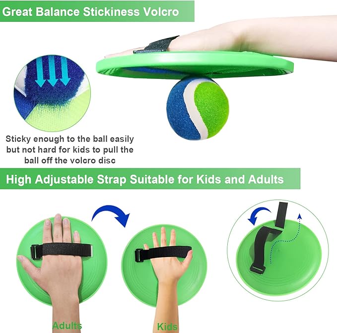 Jalunth Ball Catch Set Games Toss Paddle - Pool Beach Toys Back Yard Outdoor Games Backyard Throw Sticky Set Age 3 4 5 6 7 8 9 10 11 12 Years Old Boys Girls Kids Adults Family Easter Gifts Azure