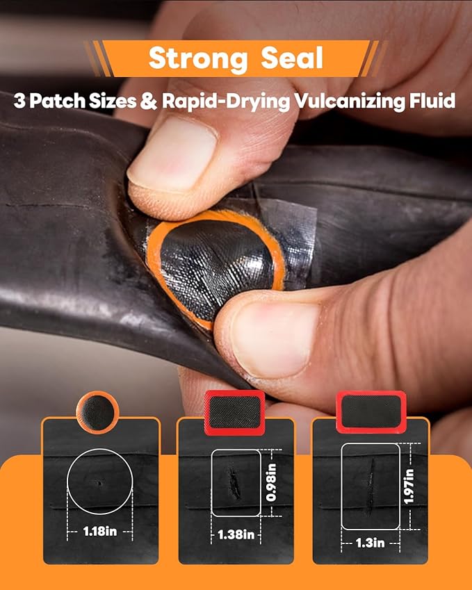 35 Pcs Bike Tire Repair Kit, Bicycle Inner Tube Patch Kit with Vulcanizing Patches, Tire Lever, Road Bike Flat Tire Patch Kits - Portable Case for Ebike, Motorcycle & Cycling Inflatable Tubes