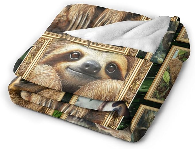 Sloth Blanket Fleece Soft Warm Plush Sloth Throw Blanket Lightweight Plush Fuzzy Cozy Blankets for Lover Kids Adult Suitable for Couch Sofa Bed 60"X50"