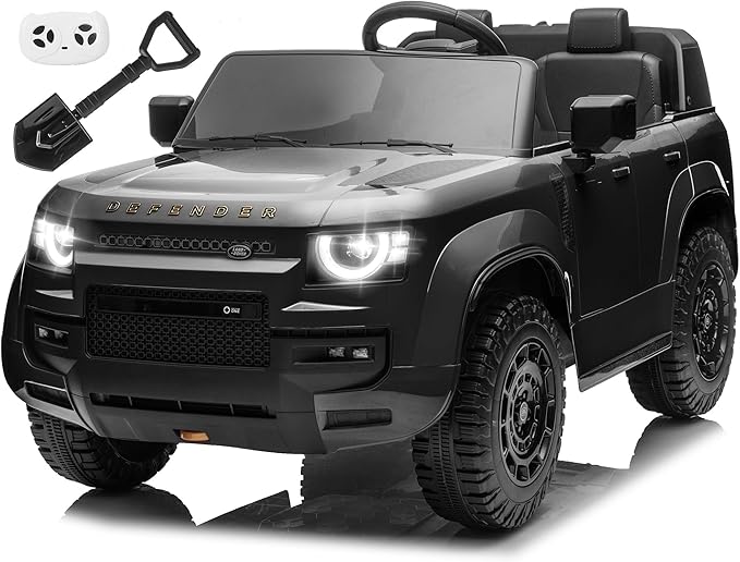 24V Licensed Land Rover 2 Seater Ride on Car for Kids, Battery Powered Electric Car Ride on Vehicle with Parent Remote Control, LED Light, Spring Suspension, Suitable for Aged 3-8, Black