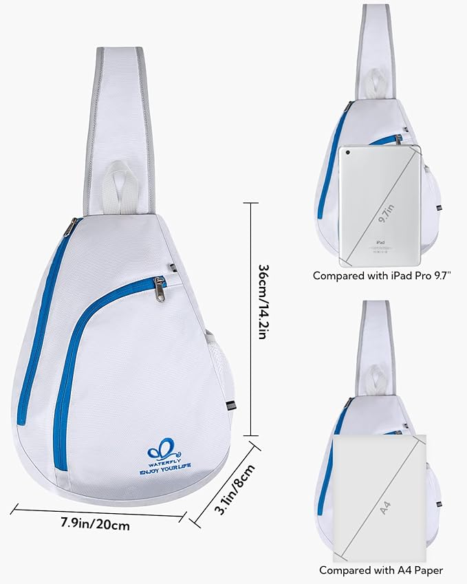 WATERFLY Crossbody Sling Bag Small Water Resistant Backpack Lightweight Shoulder Chest Daypack for Men Women Hiking Travel