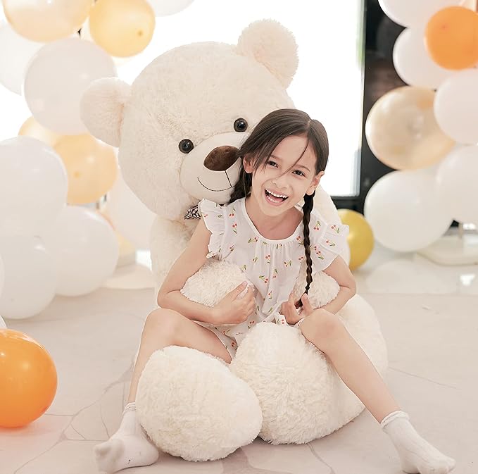 Poutmac Big Teddy Bear 55" White Giant Soft Stuffed Animals Cute Plush Toy for Girlfriend Women Kids for Valentine's Christmas Birthday