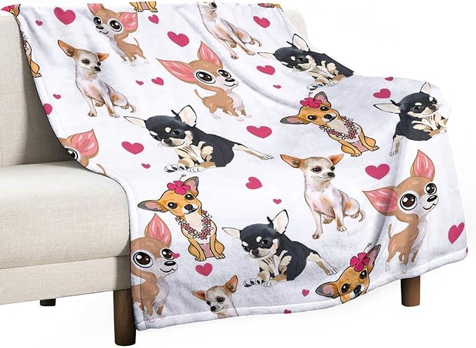 Chihuahua Dog Blanket Chihuahua Gifts for Girls Women Chihuahua Lovers Chihuahua Throw Blanket Kids Adults Soft Warm Cozy Fleece Blanket for Couch Sofa Bed 60"x80"